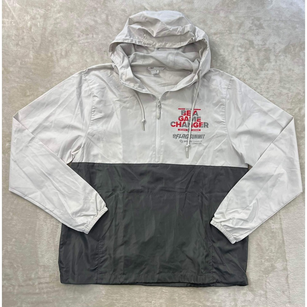 Independent Trading Co NFL Flag Summit Windbreaker Jacket Mens Large White Grey
